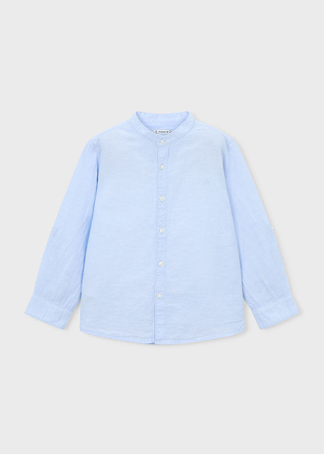 Camisa M/l Cuello Nerú Lino - Celeste - vista 2