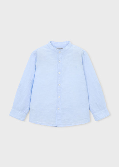 Camisa M/l Cuello Nerú Lino - Celeste - vista 2