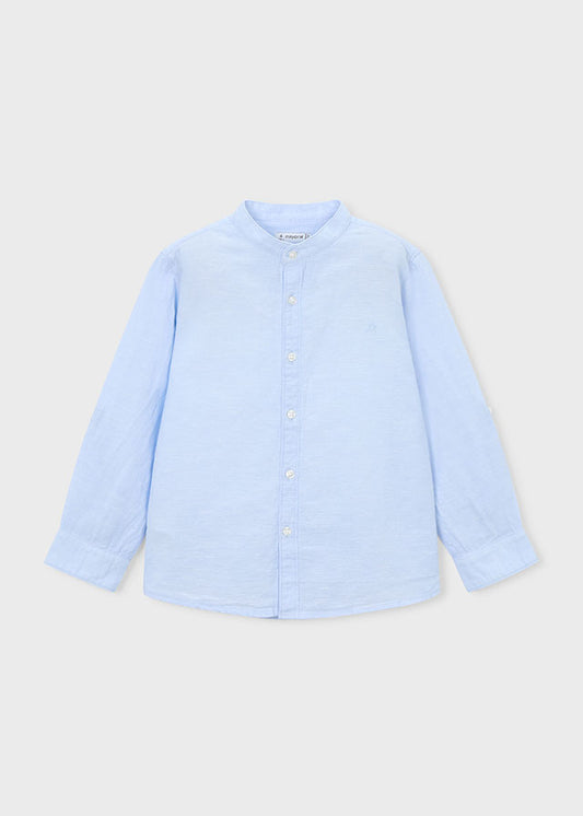 Camisa M/l Cuello Nerú Lino - Celeste - vista 2