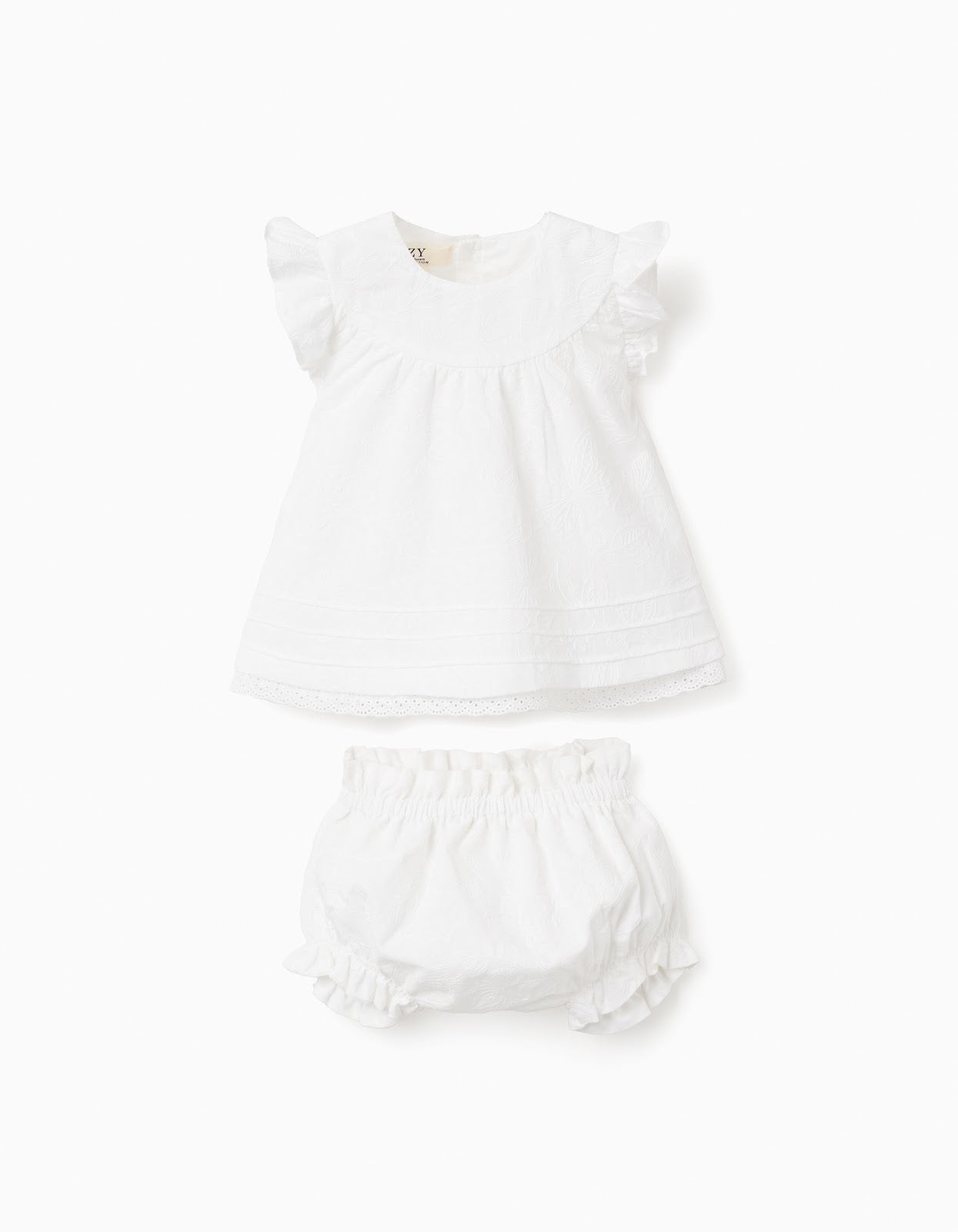 Vestido Bebe Bordado Verano 2 Piezas - Marfil