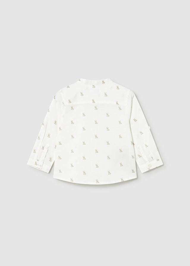Camisa M/l Lino Estampado Perritos - Beige - vista 3