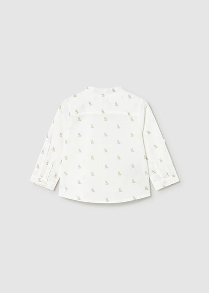 Camisa M/l Lino Estampado Perritos - Beige - vista 3