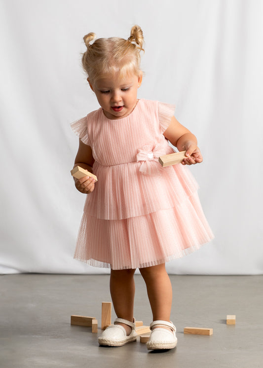 Vestido Tul Plisado - Salmon