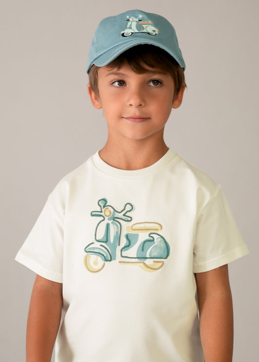 Camiseta M/c Bordado Moto - Beige
