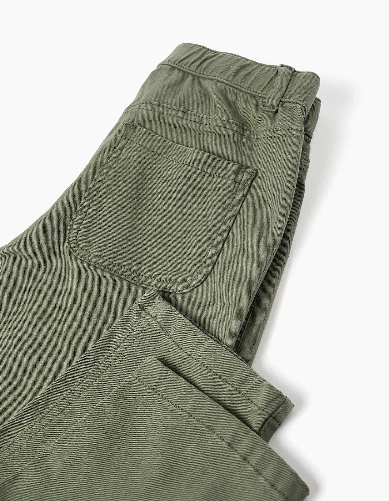 Pantalon Twill Dril Verde Militar Con Bolsillos - vista 4