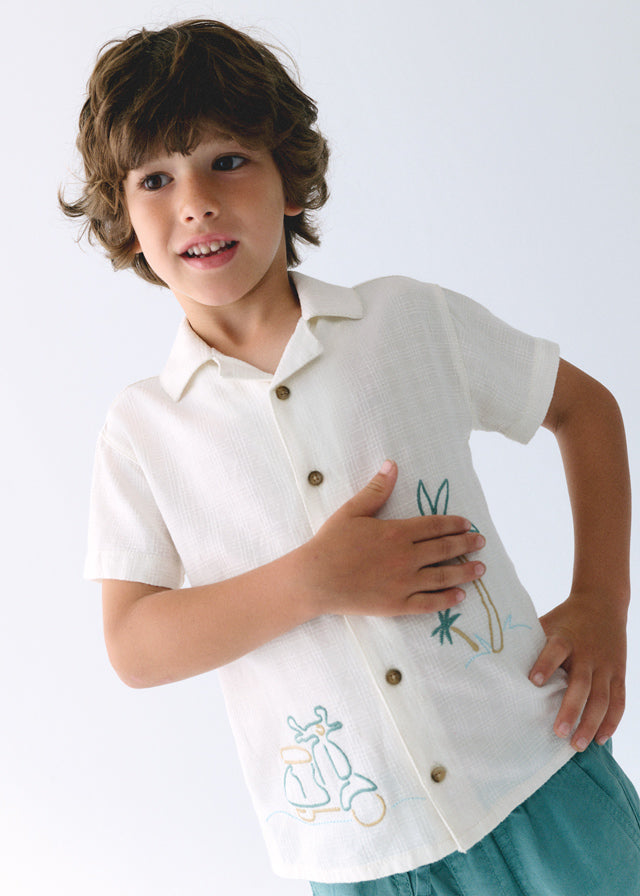 Camisa M/c Bordado Moto
