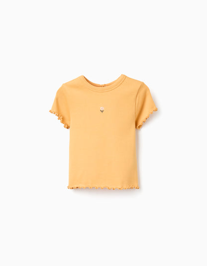Camiseta Canale Bordado Girasol Marfil