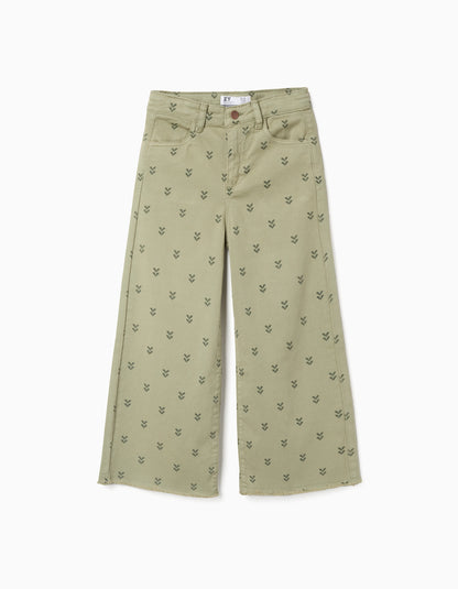 Pantalon Twill Verde Estampado