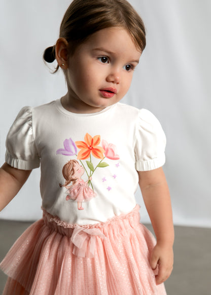 Conjunto Bailarina 2 Piezas Falda Tull Plisada Rosa