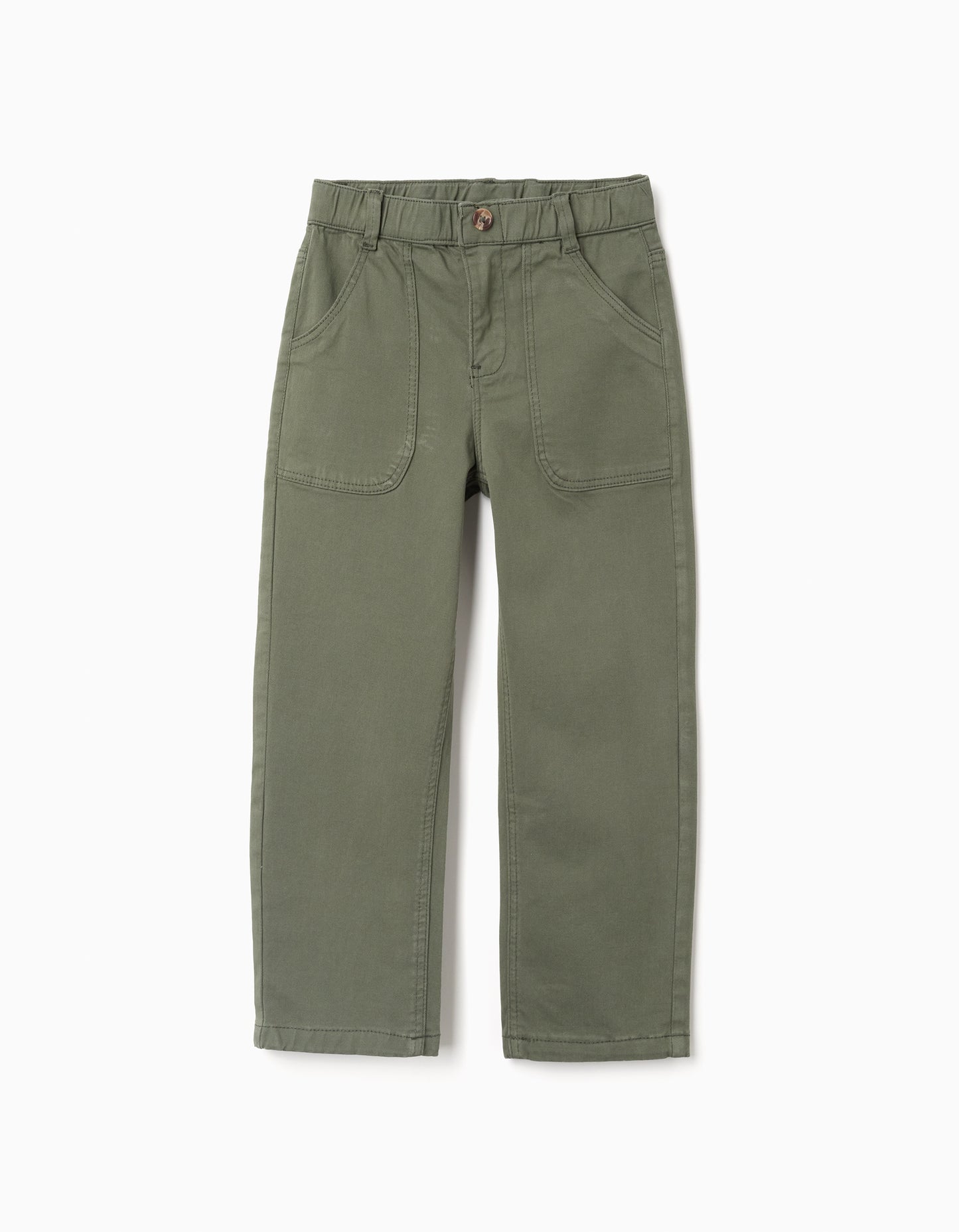 Pantalon Twill Dril Verde Militar Con Bolsillos